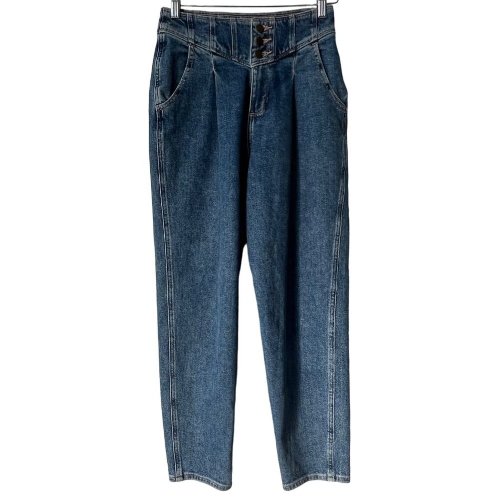 Hollister Ultra High Rise 80s Mom Jeans Size 25 Blue Vintage Retro Casual Denim